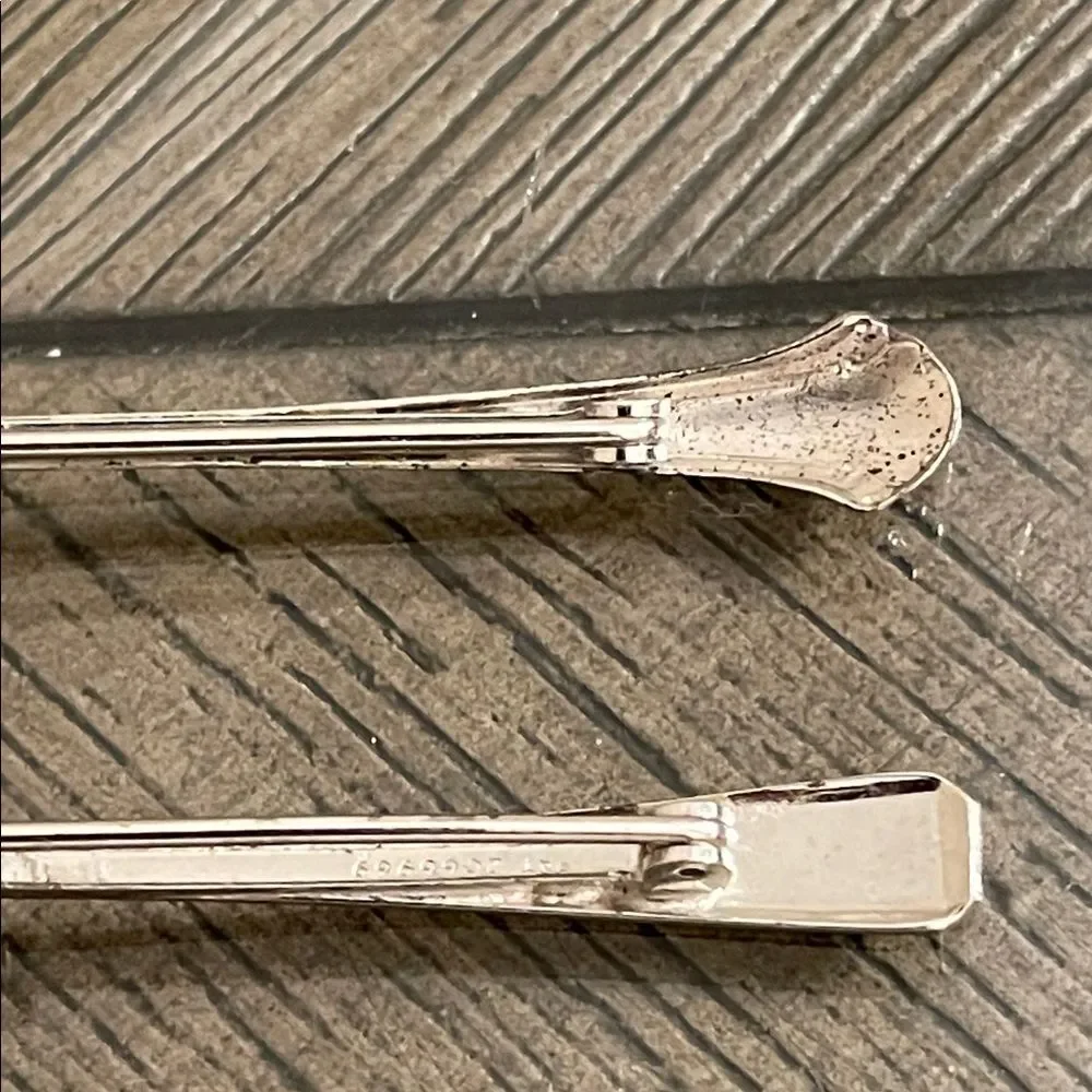 2 Vintage Silver Tone Spoon Brooch Pin 2.5